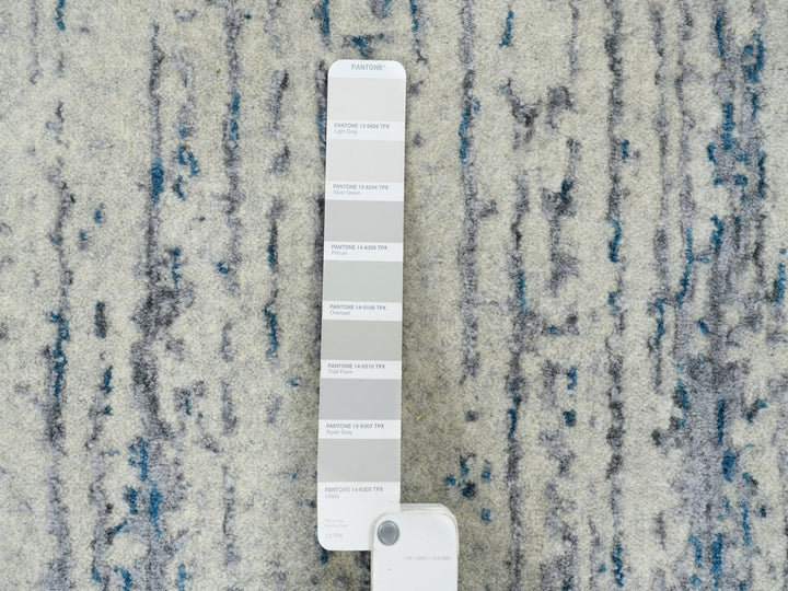 12'0" x 18'0" New Hand Loomed Grey Wool & Art Silk Rectangle Oriental Rug - MOA10263302