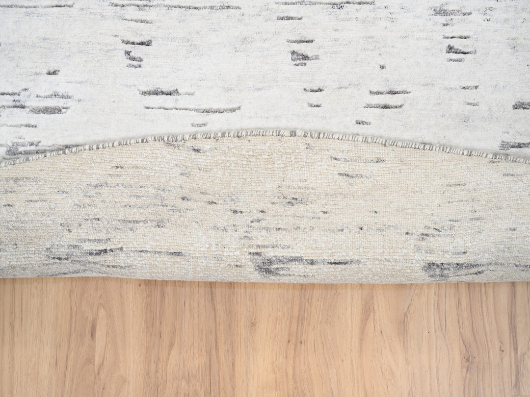 11'9" x 11'9" New Hand Knotted Ivory Wool Round Oriental Rug - MOA10263379