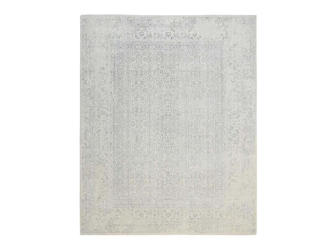 8'0" x 10'1" New Hand Loomed Beige Wool & Silk Rectangle Oriental Rug - MOA10263479