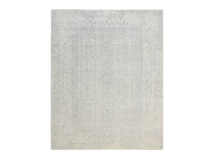 8'0" x 10'1" New Hand Loomed Beige Wool & Silk Rectangle Oriental Rug - MOA10263479