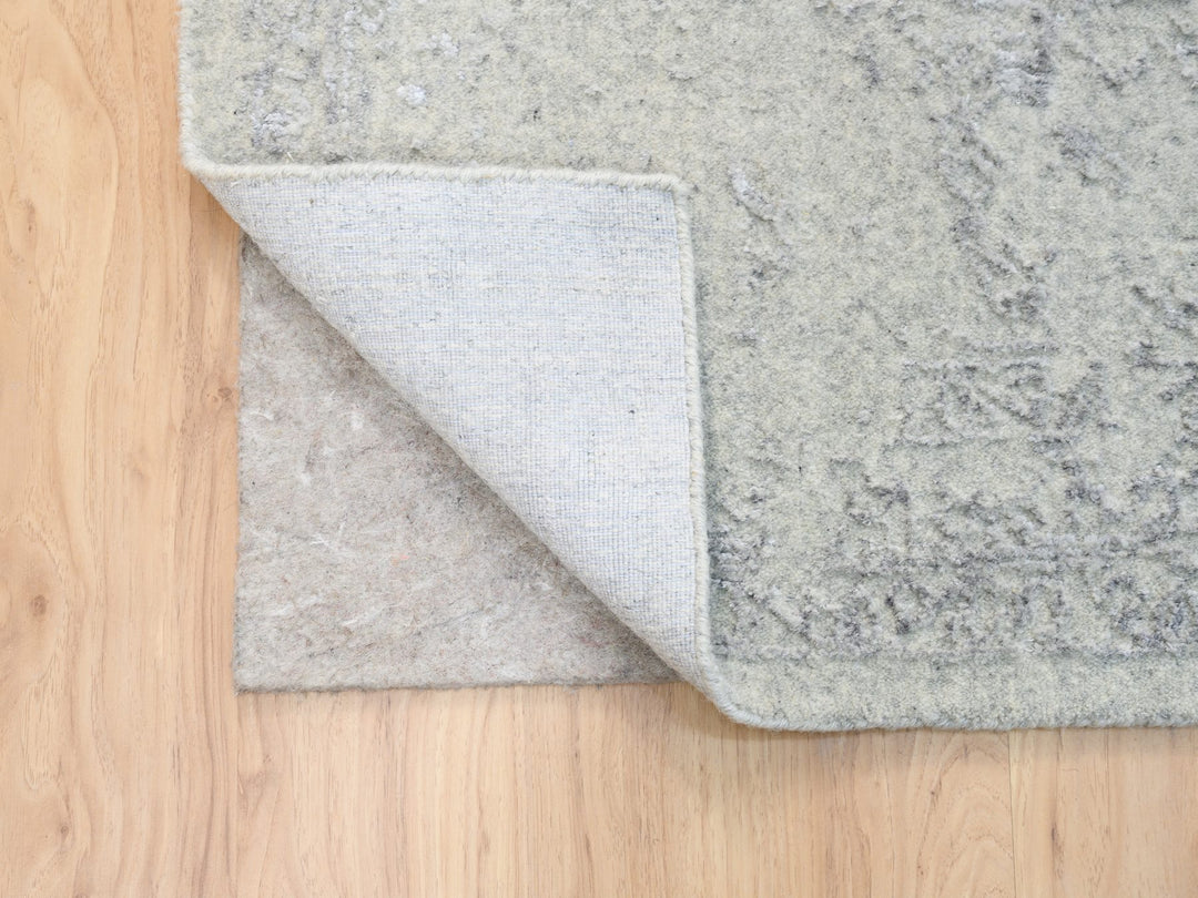 8'0" x 10'1" New Hand Loomed Beige Wool & Silk Rectangle Oriental Rug - MOA10263479