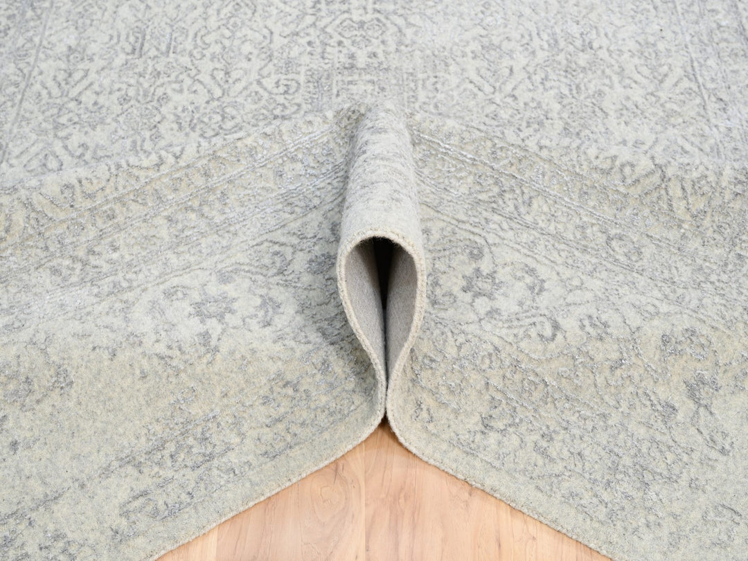 8'0" x 10'1" New Hand Loomed Beige Wool & Silk Rectangle Oriental Rug - MOA10263479