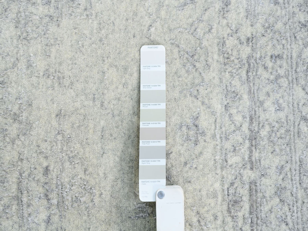 8'0" x 10'1" New Hand Loomed Beige Wool & Silk Rectangle Oriental Rug - MOA10263479