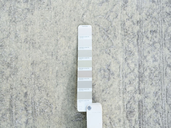 8'0" x 10'1" New Hand Loomed Beige Wool & Silk Rectangle Oriental Rug - MOA10263479