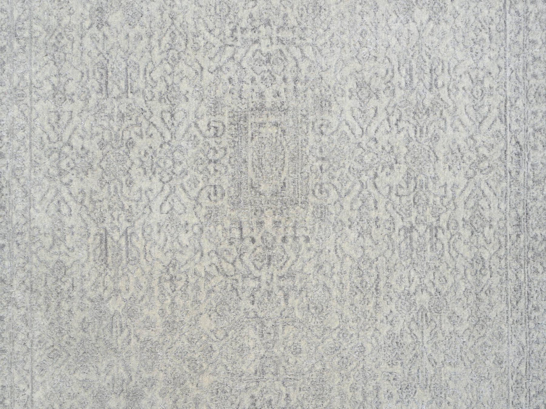 8'0" x 10'1" New Hand Loomed Beige Wool & Silk Rectangle Oriental Rug - MOA10263479