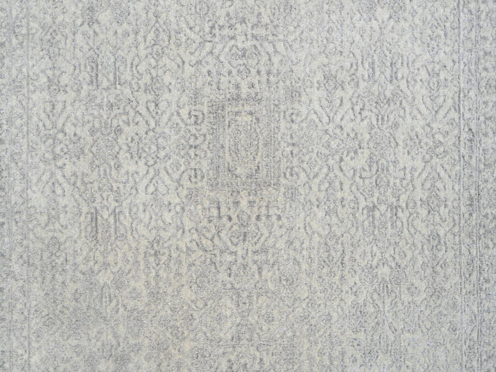 8'0" x 10'1" New Hand Loomed Beige Wool & Silk Rectangle Oriental Rug - MOA10263479