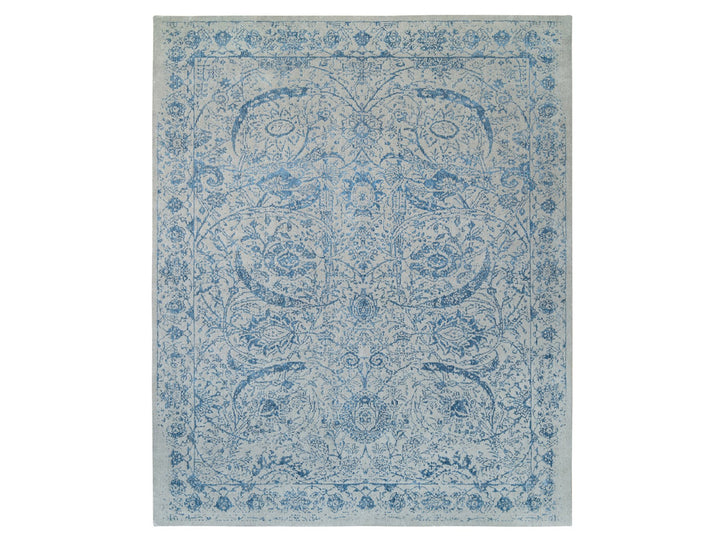 11'10" x 15'0" New Hand Loomed Blue Wool & Silk Rectangle Oriental Rug - MOA10263480