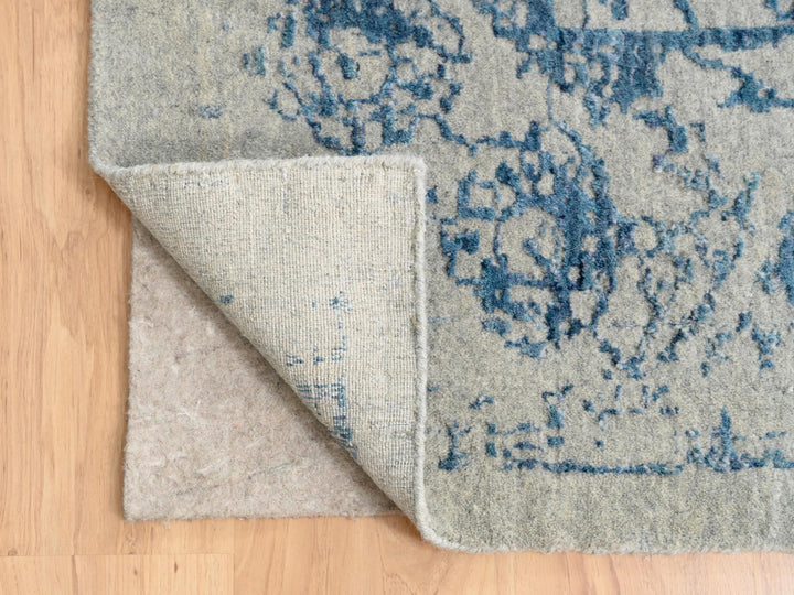 11'10" x 15'0" New Hand Loomed Blue Wool & Silk Rectangle Oriental Rug - MOA10263480