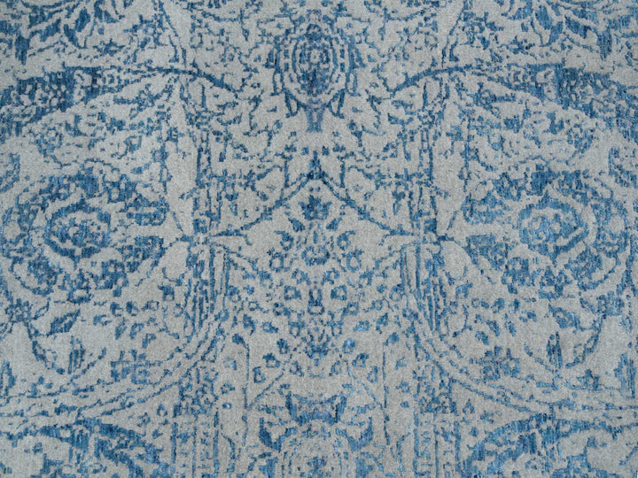 11'10" x 15'0" New Hand Loomed Blue Wool & Silk Rectangle Oriental Rug - MOA10263480