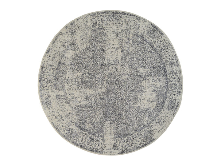 10'0" x 10'0" New Hand Loomed Grey Wool & Silk Round Oriental Rug - MOA10263504