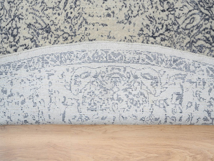 10'0" x 10'0" New Hand Loomed Grey Wool & Silk Round Oriental Rug - MOA10263504