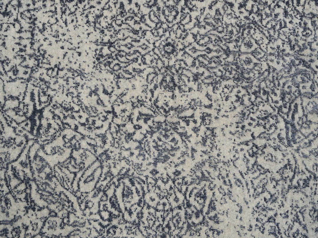 10'0" x 10'0" New Hand Loomed Grey Wool & Silk Round Oriental Rug - MOA10263504