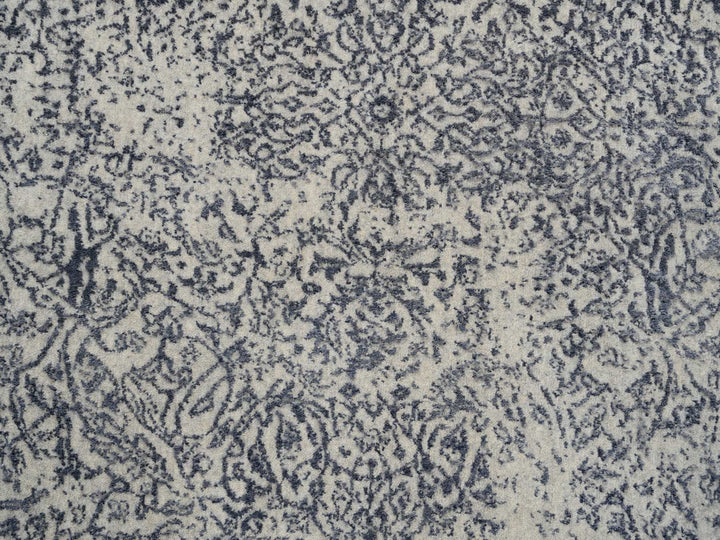 10'0" x 10'0" New Hand Loomed Grey Wool & Silk Round Oriental Rug - MOA10263504