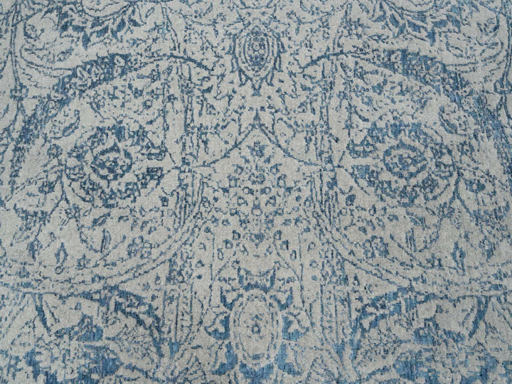 10'0" x 14'0" New Hand Loomed Blue Wool & Silk Rectangle Oriental Rug - MOA10263508