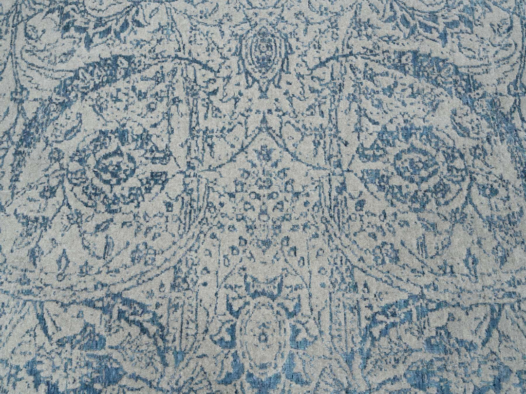 10'0" x 14'0" New Hand Loomed Blue Wool & Silk Rectangle Oriental Rug - MOA10263508