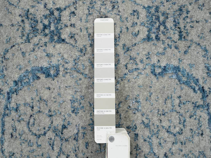 2'6" x 12'0" New Hand Loomed Blue Wool & Silk Runner Oriental Rug - MOA10263509