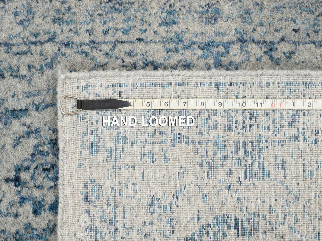 2'6" x 12'0" New Hand Loomed Blue Wool & Silk Runner Oriental Rug - MOA10263509