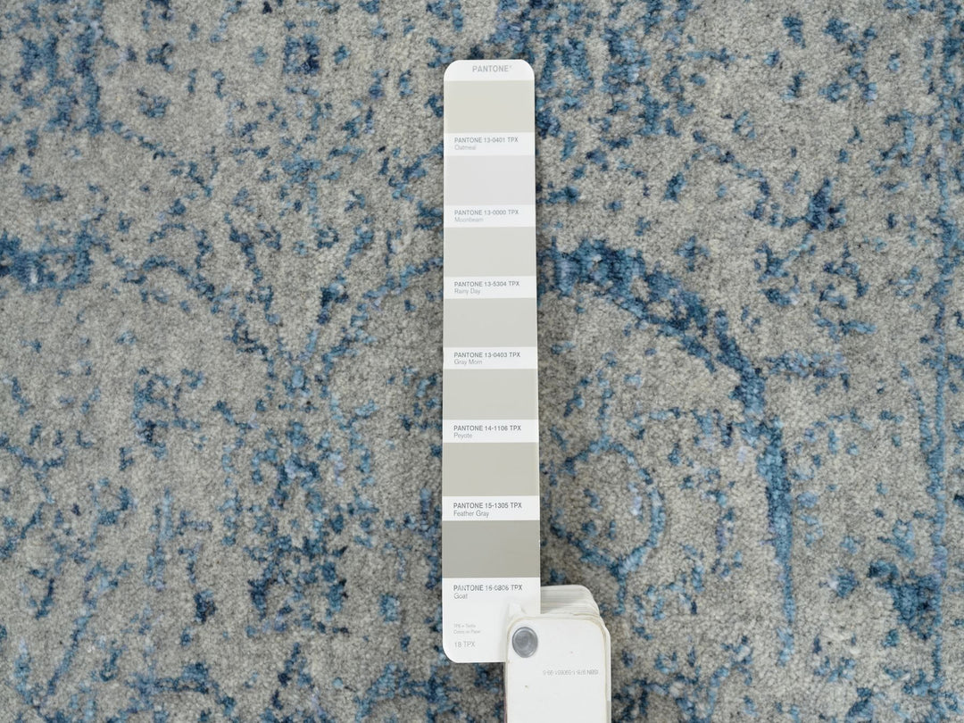 2'6" x 10'0" New Hand Loomed Blue Wool & Silk Runner Oriental Rug - MOA10263511