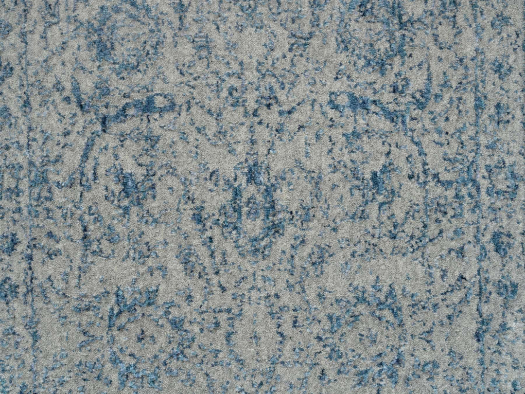 2'6" x 10'0" New Hand Loomed Blue Wool & Silk Runner Oriental Rug - MOA10263511