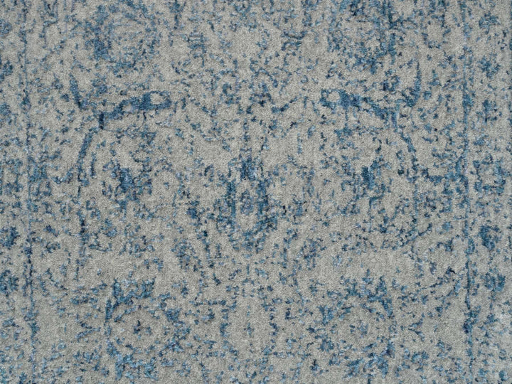 2'6" x 10'0" New Hand Loomed Blue Wool & Silk Runner Oriental Rug - MOA10263511