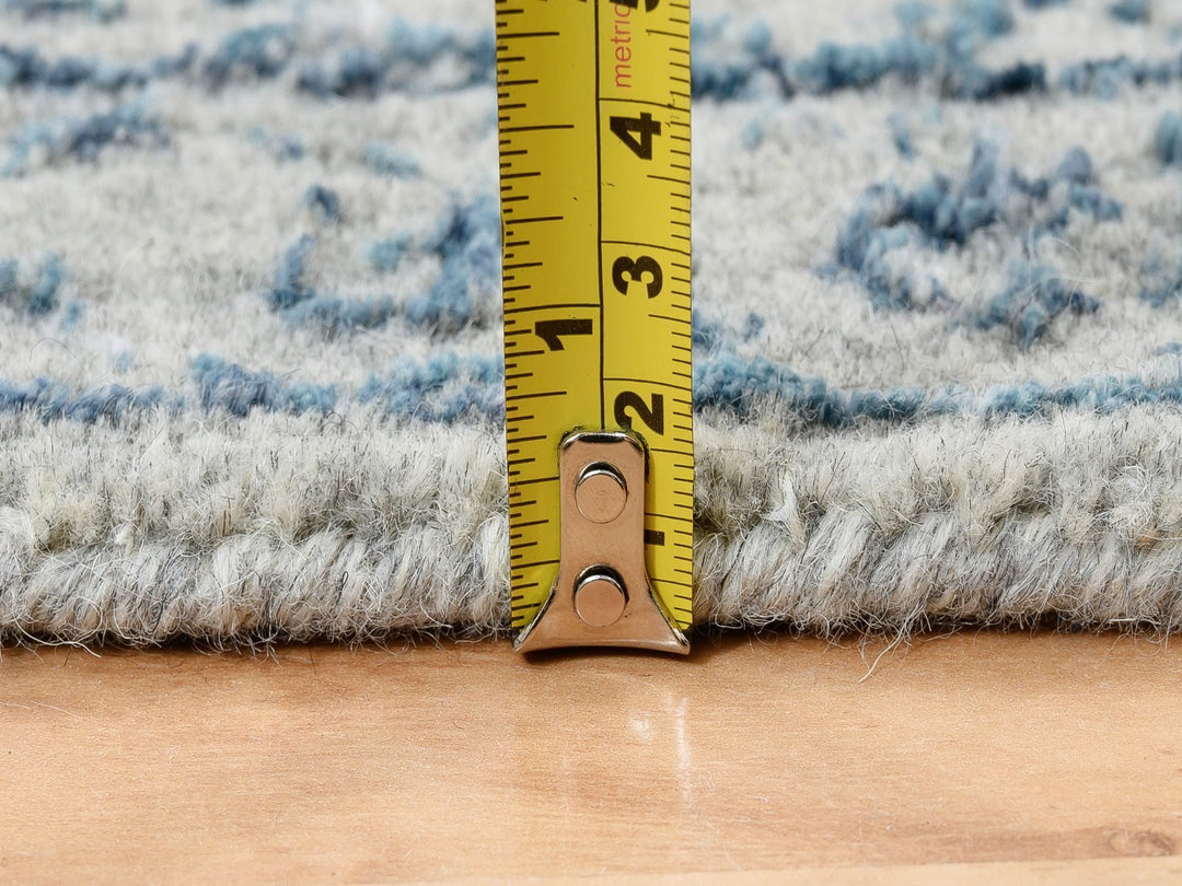 2'6" x 10'0" New Hand Loomed Blue Wool & Silk Runner Oriental Rug - MOA10263511