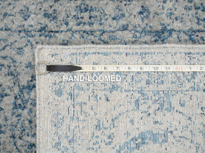 2'6" x 10'0" New Hand Loomed Blue Wool & Silk Runner Oriental Rug - MOA10263511