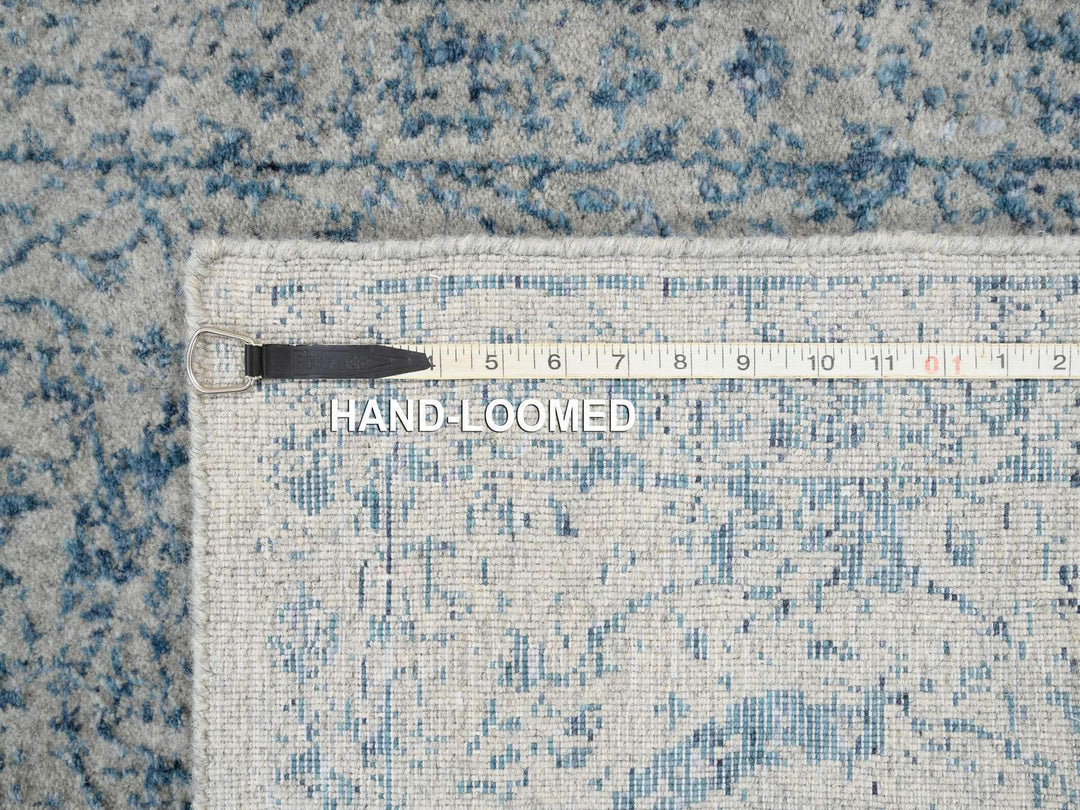 2'6" x 10'0" New Hand Loomed Blue Wool & Silk Runner Oriental Rug - MOA10263511