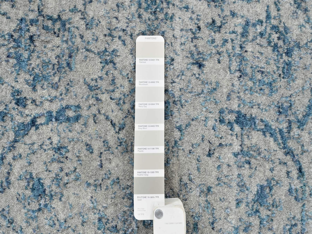 2'7" x 8'1" New Hand Loomed Blue Wool & Silk Runner Oriental Rug - MOA10263513