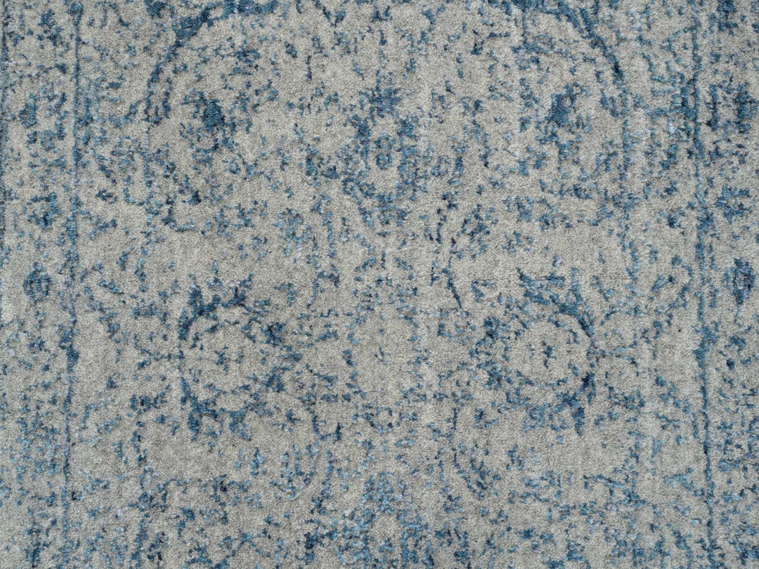 2'7" x 8'1" New Hand Loomed Blue Wool & Silk Runner Oriental Rug - MOA10263513