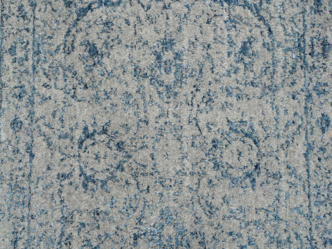 2'6" x 8'1" New Hand Loomed Blue Wool & Silk Runner Oriental Rug - MOA10263514