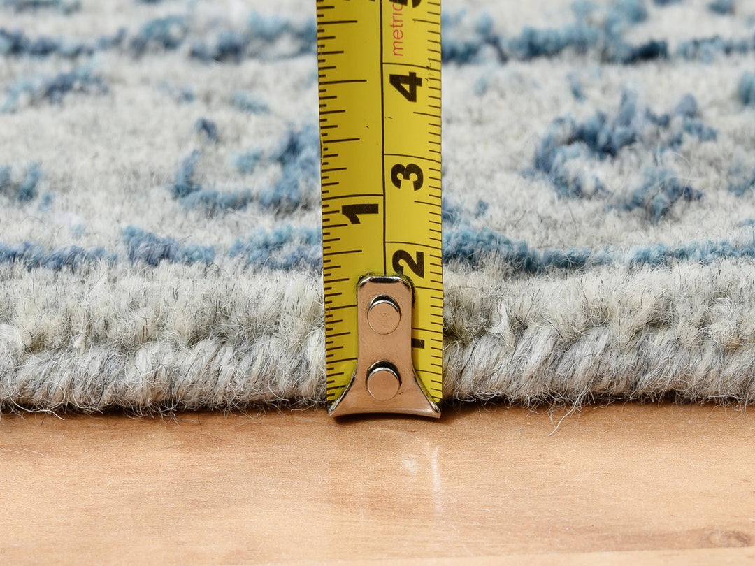 2'6" x 8'1" New Hand Loomed Blue Wool & Silk Runner Oriental Rug - MOA10263514