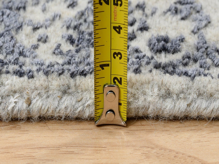 2'7" x 12'2" New Hand Loomed Grey Wool & Silk Runner Oriental Rug - MOA10263515