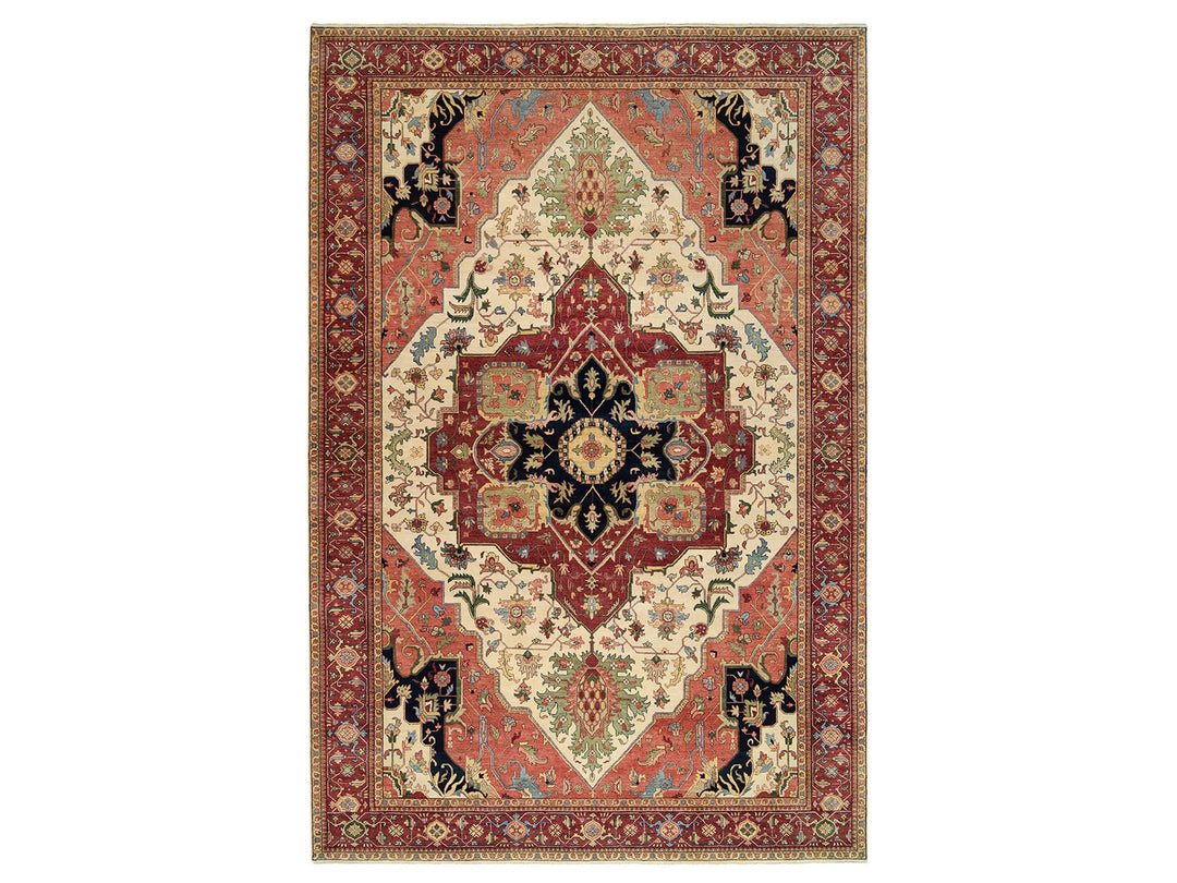 10'1" x 15'9" New Hand Knotted Beige Wool Rectangle Oriental Rug - MOA10263549