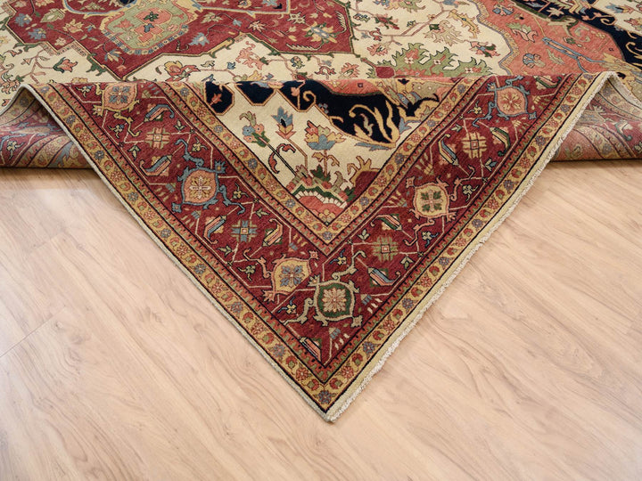 10'1" x 15'9" New Hand Knotted Beige Wool Rectangle Oriental Rug - MOA10263549