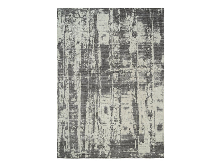 9'0" x 12'0" New Hand Loomed Black Wool & Silk Rectangle Oriental Rug - MOA10263747