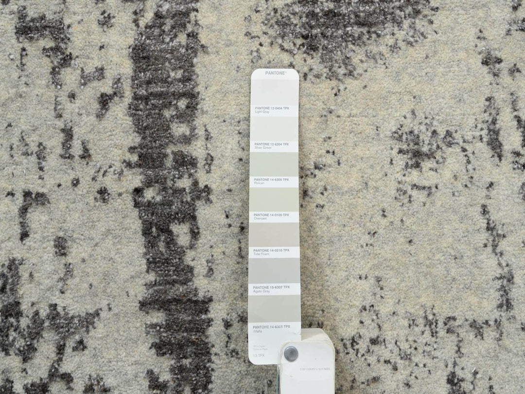 9'0" x 12'0" New Hand Loomed Black Wool & Silk Rectangle Oriental Rug - MOA10263747