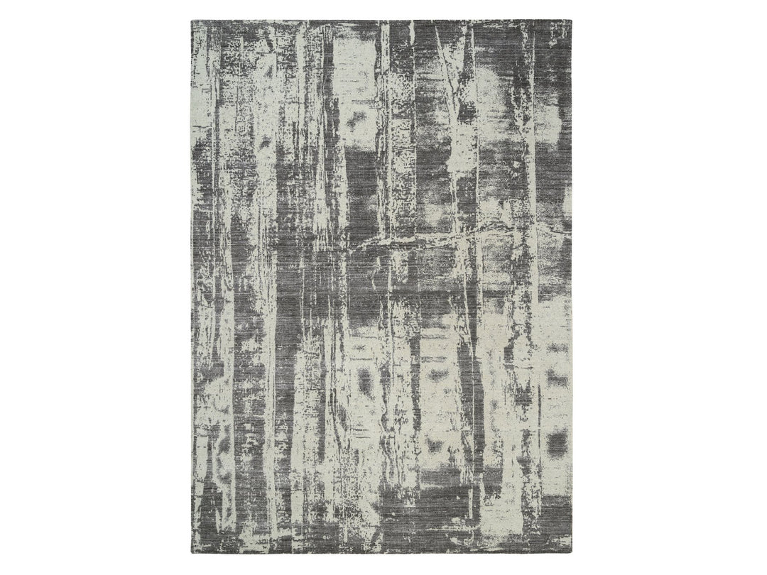 9'0" x 12'0" New Hand Loomed Black Wool & Silk Rectangle Oriental Rug - MOA10263748