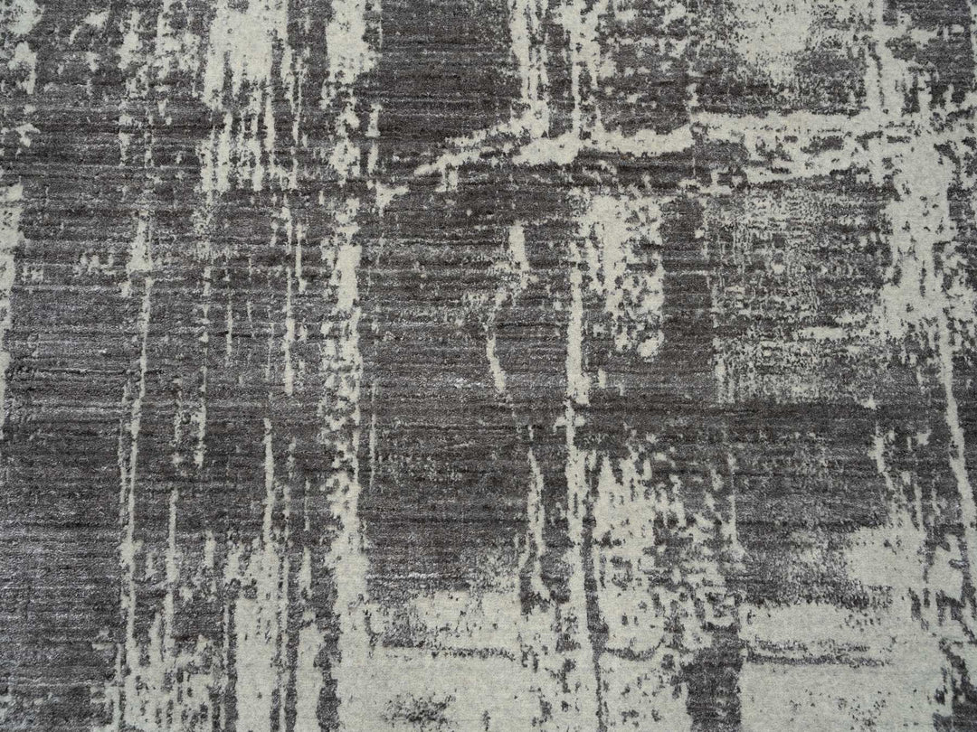 9'0" x 12'0" New Hand Loomed Black Wool & Silk Rectangle Oriental Rug - MOA10263748