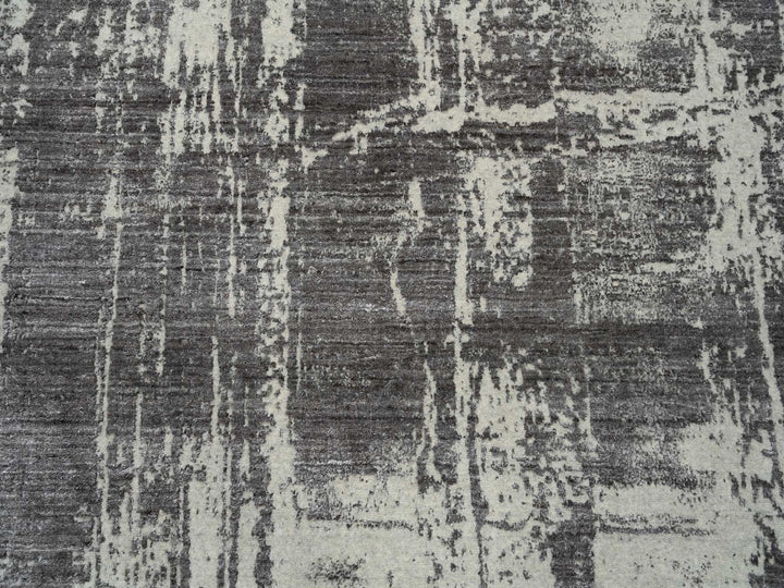 9'0" x 12'0" New Hand Loomed Black Wool & Silk Rectangle Oriental Rug - MOA10263748