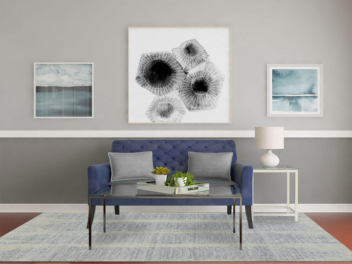 6'0" x 9'0" New Hand Loomed Grey Wool & Silk Rectangle Oriental Rug - MOA10263753