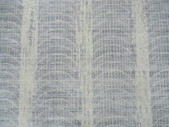 6'0" x 9'0" New Hand Loomed Grey Wool & Silk Rectangle Oriental Rug - MOA10263753