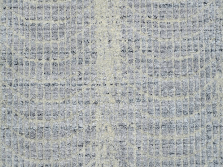 2'6" x 10'0" New Hand Loomed Grey Wool & Silk Runner Oriental Rug - MOA10263756