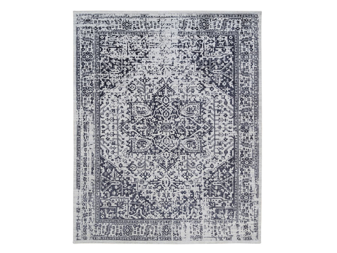 8'0" x 10'0" New Hand Loomed Black Wool & Silk Rectangle Oriental Rug - MOA10263787