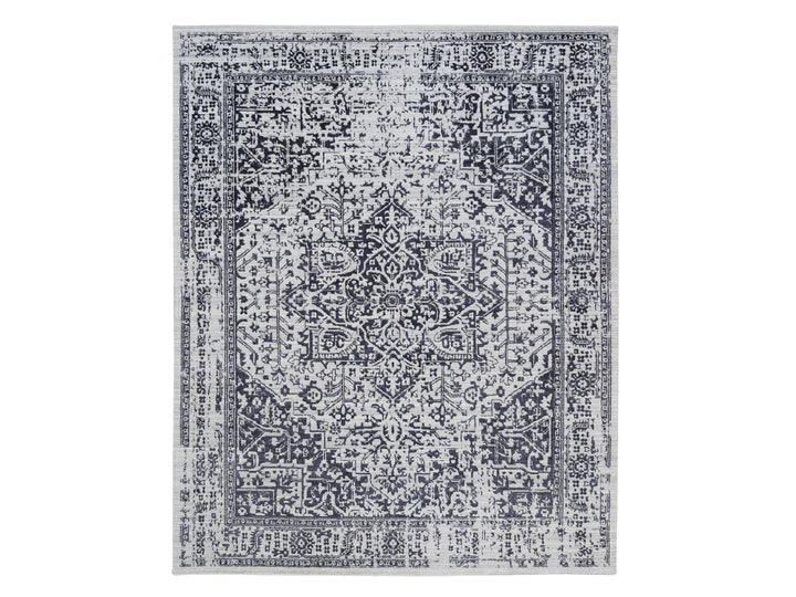 8'0" x 10'0" New Hand Loomed Black Wool & Silk Rectangle Oriental Rug - MOA10263787