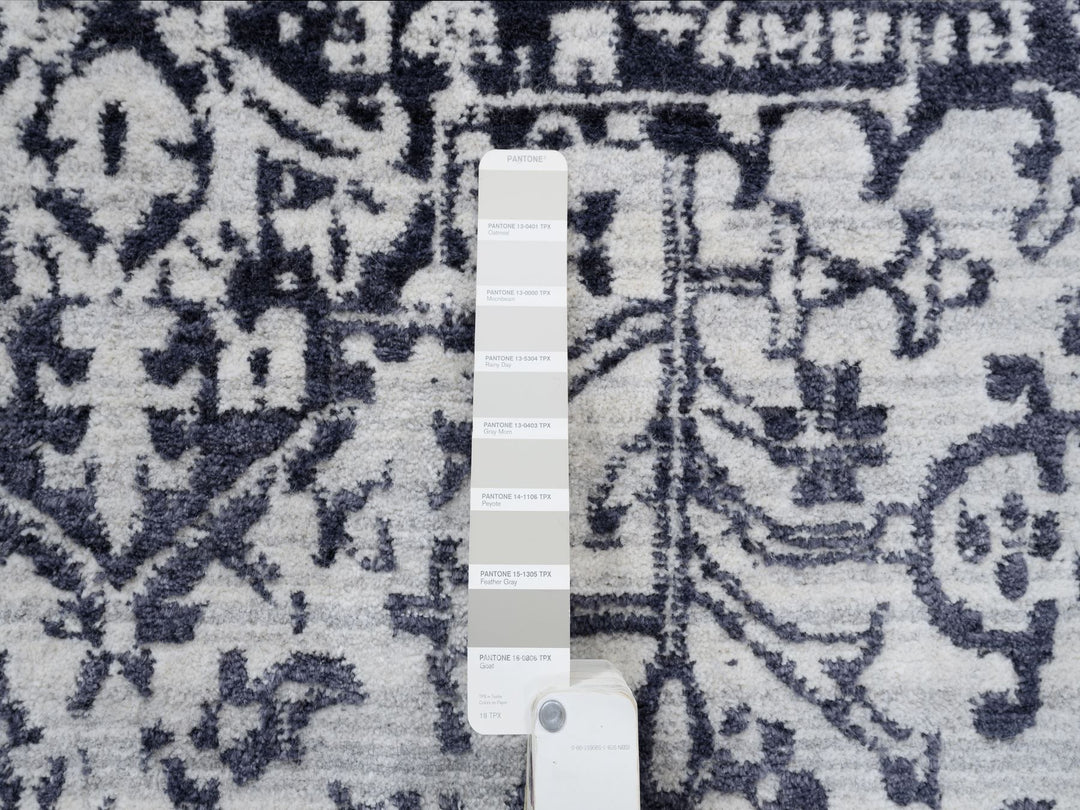 8'0" x 10'0" New Hand Loomed Black Wool & Silk Rectangle Oriental Rug - MOA10263787