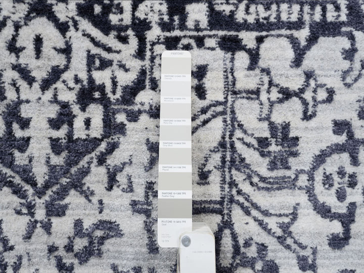 8'0" x 10'0" New Hand Loomed Black Wool & Silk Rectangle Oriental Rug - MOA10263787