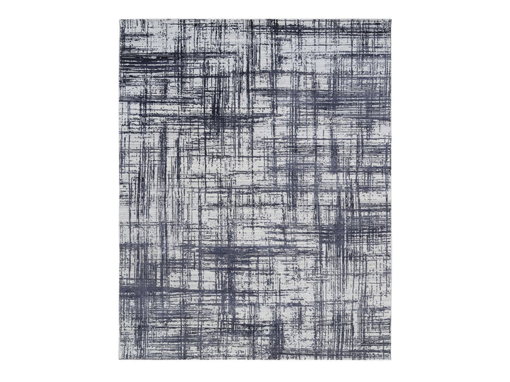 7'10" x 10'0" New Hand Loomed Black Wool & Silk Rectangle Oriental Rug - MOA10263788