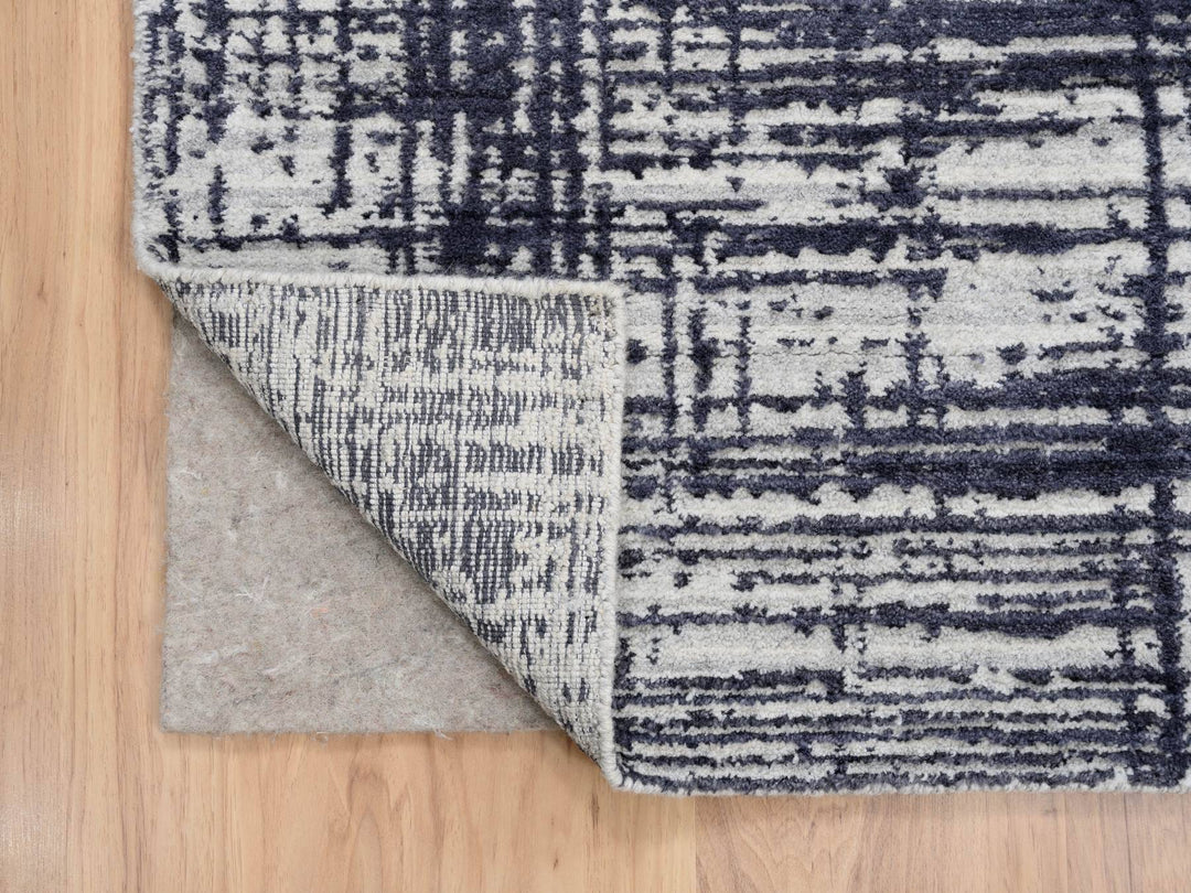 7'10" x 10'0" New Hand Loomed Black Wool & Silk Rectangle Oriental Rug - MOA10263788