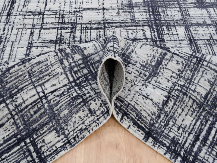 7'10" x 10'0" New Hand Loomed Black Wool & Silk Rectangle Oriental Rug - MOA10263788