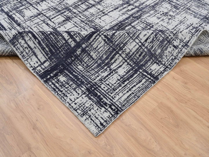 7'10" x 10'0" New Hand Loomed Black Wool & Silk Rectangle Oriental Rug - MOA10263788